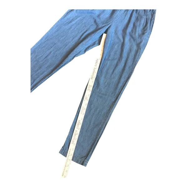 Mimi Chica Womens Blue Cotton Chambray Sleeveless V-Neck Elastic Jumpsuit M - Image 6