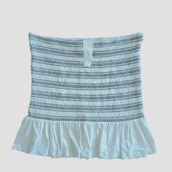 Maeve Smocked Split Tube Top White and Black Cropped Size XLarge Euro Summer - Image 6