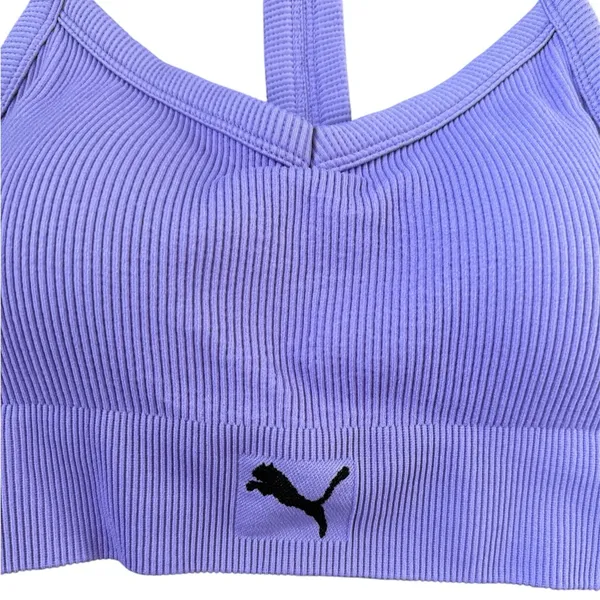 Puma Truth or Dare Ribbed Seamless Sports Bra -‎ Size L - Purple - NWT - Image 4
