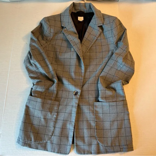 a new day Gray Plaid Blazer size Medium preppy - Image 10