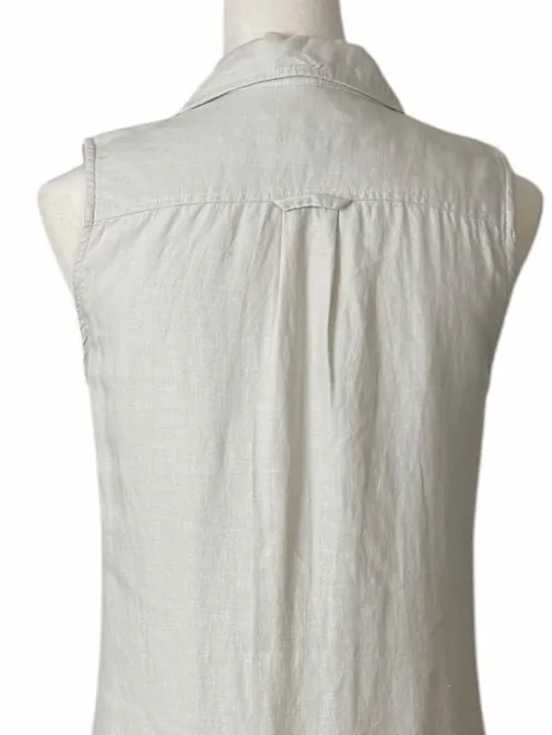 Malvin Beige Linen Midi Dress Women’s Size S Sleeveless Collared Neutral Coastal - Image 8