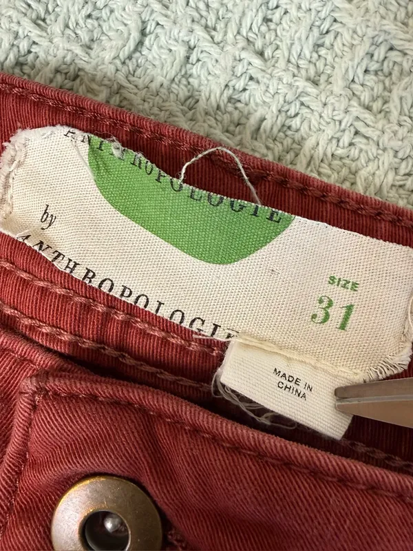By Anthropologie Jefferson Slim Utility Chino Pants Womens 31 Brick Red Twill - Image 3