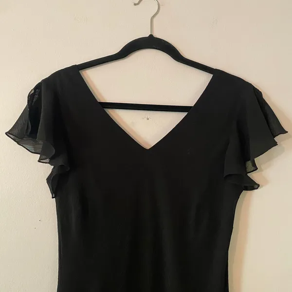 Cato Y2K Black Whimsygoth Fairycore Sheer Layered Midi Dress V-neck Women's 10 - Image 3