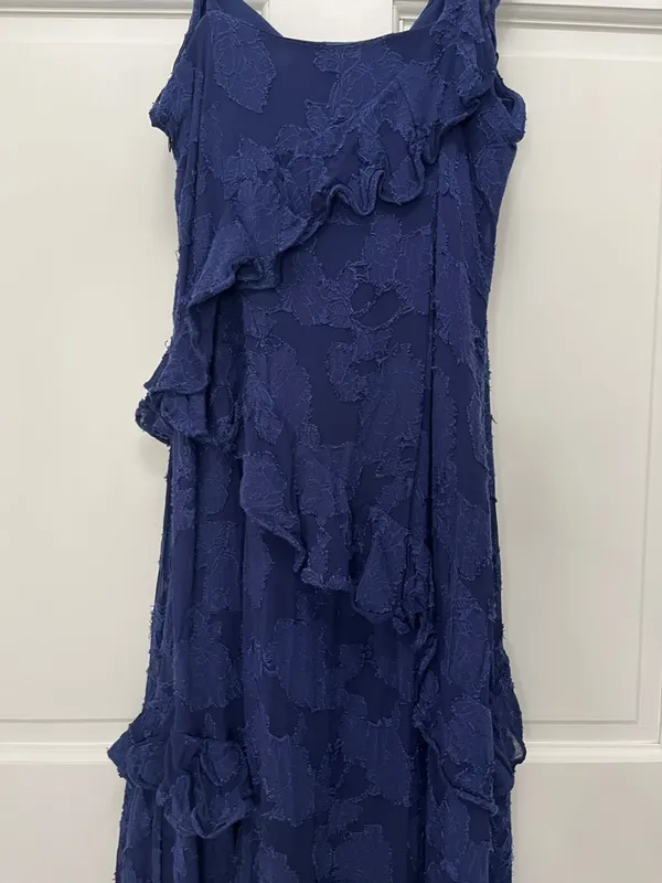 BHLDN Claudia Asymmetric Ruffle Chiffon Midi Dress - Size Medium - Image 12