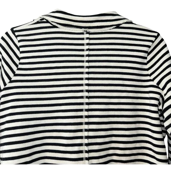 Free People Striped Knit Blazer Jacket M Black White Nautical Y2K Inspired - Image 5