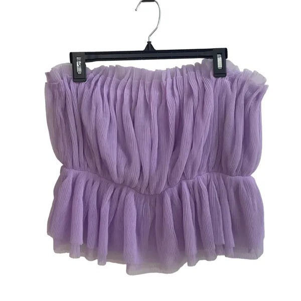 Pink Lily Tube Top Women Medium Purple Tulle Peplum Fairycore Pleated MA647 - Image 3