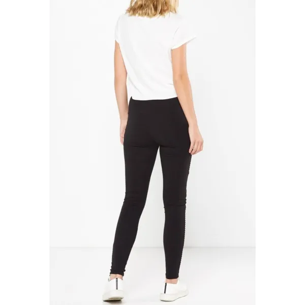 Cotton On Tranquil Moto Leggings Black Suede Velour Stretchy Edgy Tights Skinny - Image 2