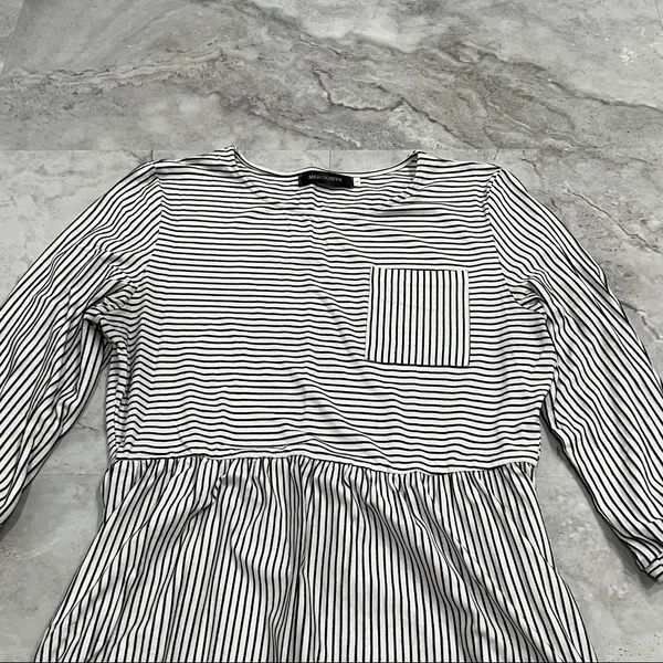 MEROKEETY Size‎ Large L Stripe Dress Casual Pockets 3/4 Sleeves - Image 2
