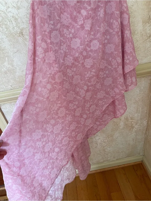 En Elly By Anthropologie Strapless Hi-Low Jacquard Cocktail Dress Pink Floral M - Image 12
