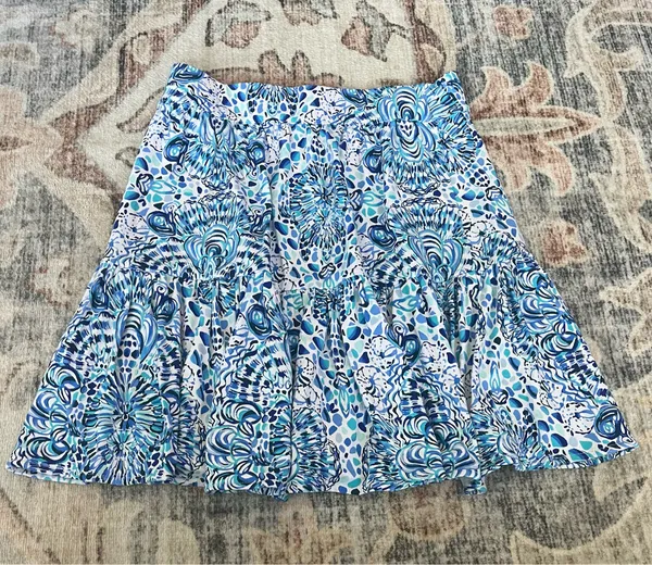 Lilly Pulitzer Call My Shell Phone Elastic Waist Ruffle Hem Jacey Stretch Skirt - Image 5