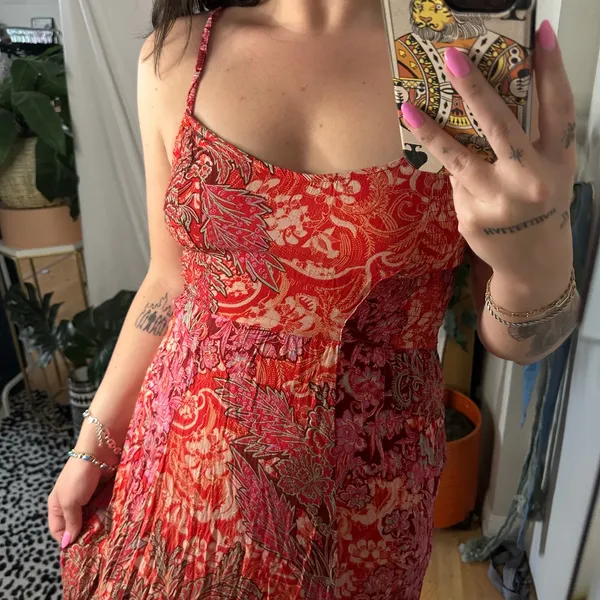 Free People Forever Yours Smocked Maxi Slip Red Size Small - Image 2