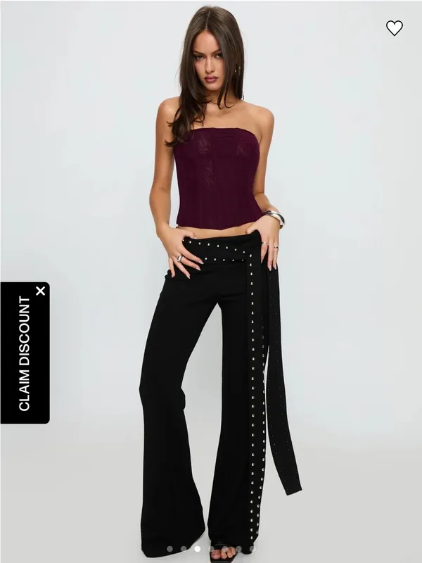 Princess Polly Oscuro Longline Mesh Corset Top Currant - Image 2