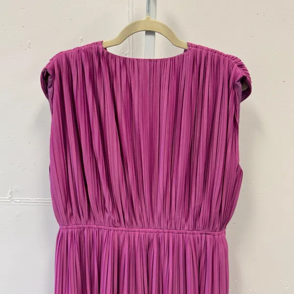 Endless Rose Magenta Pink Pleated Maxi A-line Dress V-Neck Sleeveless XL Brunch - Image 5