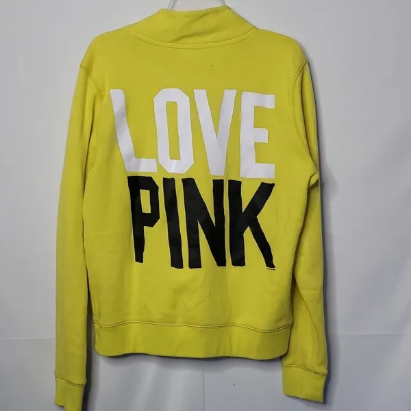 PINK - Victoria's Secret quarter zip yellow pullover sweatshirt sz Large - Image 2