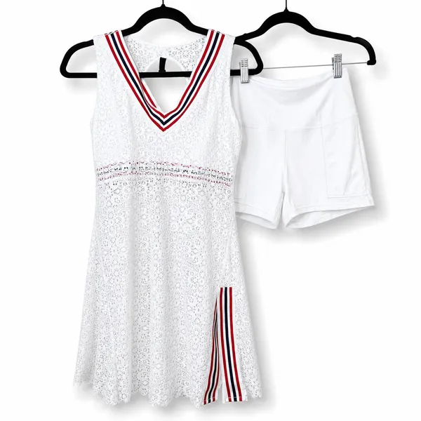 Free People Movement FP All Aces White Lace Tennis Dress with Shorts Small - Image 4