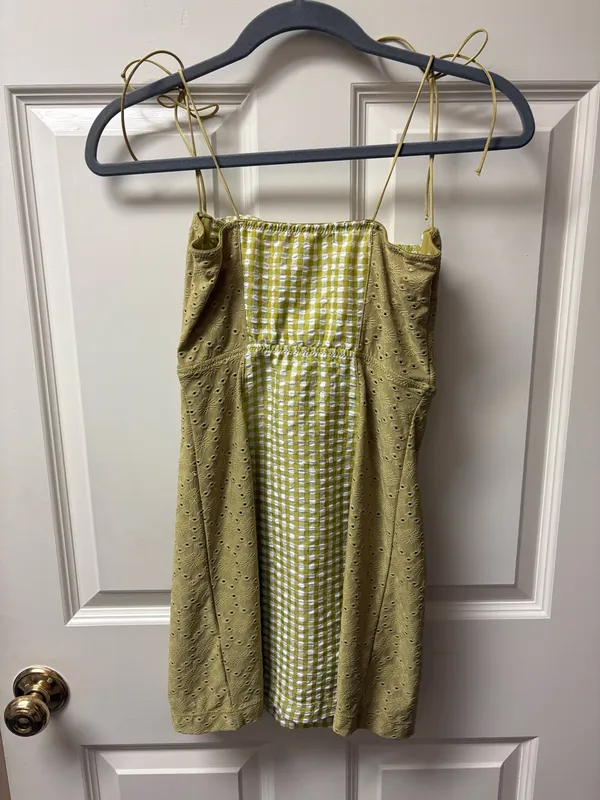Urban outfitters green gingham tie shoulder mini dress - Image 6