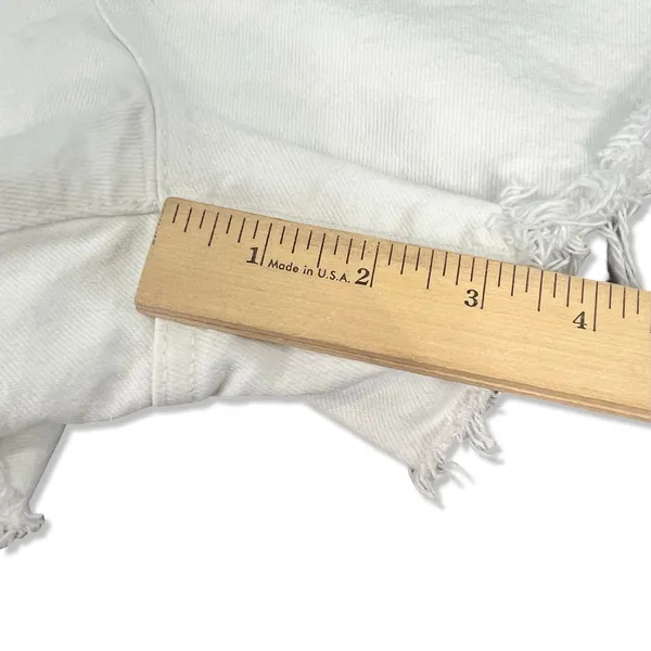 Madewell White Denim Perfect Jean Shorts Frayed Hem 5 Pocket Design Size 32 - Image 6