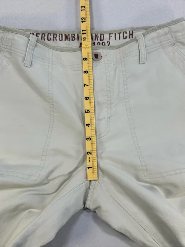 Abercrombie & Fitch Women’s Cream Cargo Pants Low Rise Flare Leg Zip Hem Sz 10 - Image 14