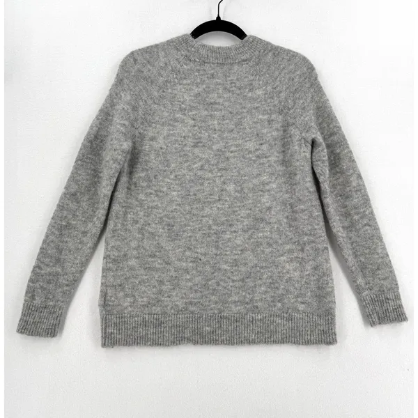 H&M Mohair Wool Blend Sweater Women S Gray Fuzzy Crewneck Quiet Luxury Cozy - Image 2