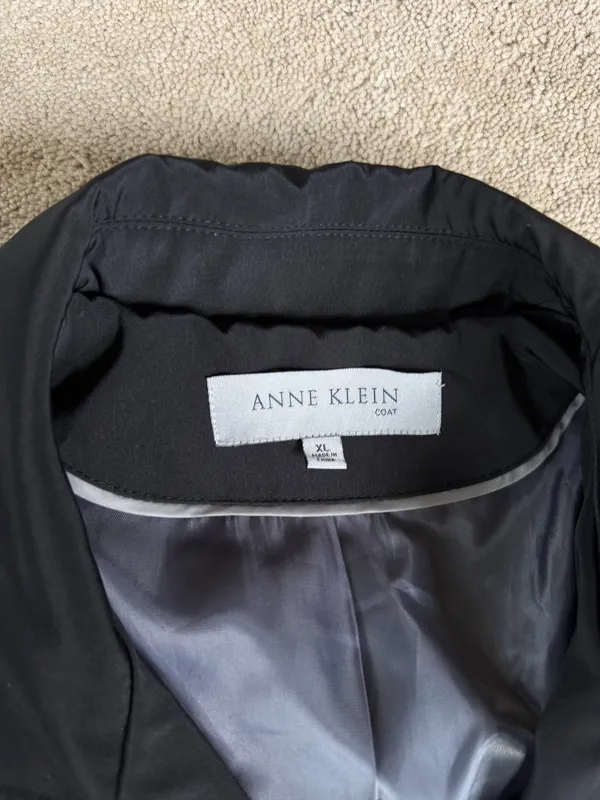 Anne Klein Black Belted Trench Coat Women’s XL - Image 3