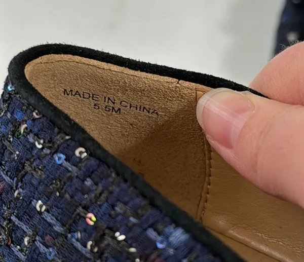 Talbots Francesca Tie Tassel Driving Moccasins in navy sequin tweed size 5.5 - Image 14