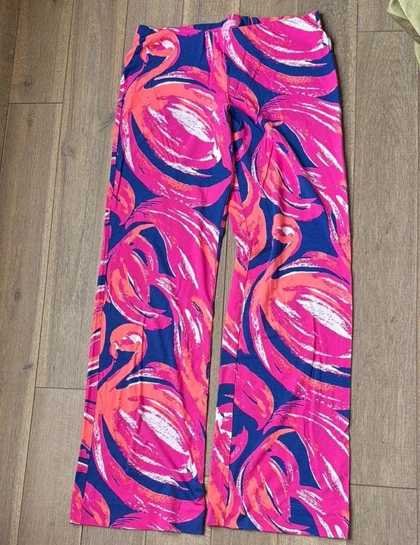 Lilly Pulitzer Georgia May Palazzo Pants Bomber Blue Plume Bloom - Image 3