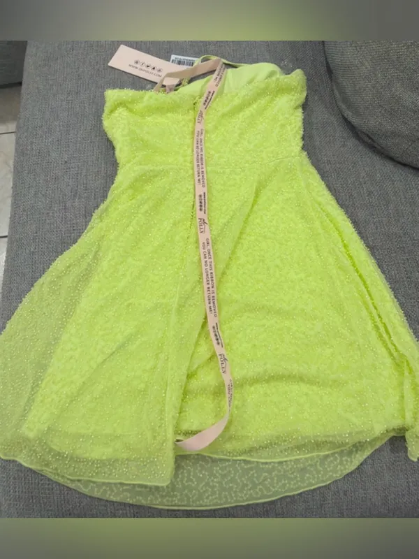 Oh Polly Lime Salerno Embellished Multi Wear A-Line Mini Dress - Image 5