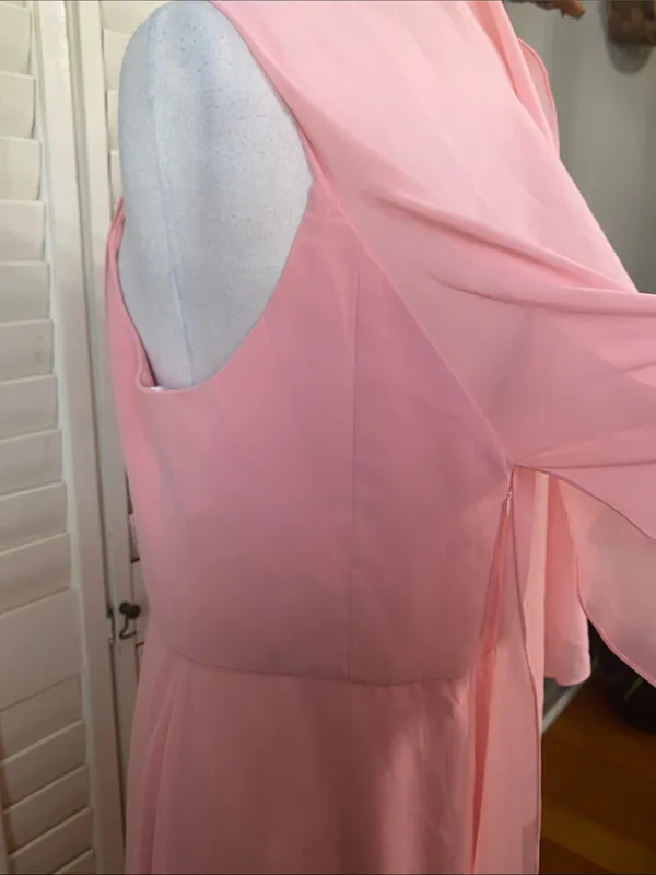 AW Bridal Pink V-Neck Maxi Dress with Flutter Overlay Size 14 - Image 10