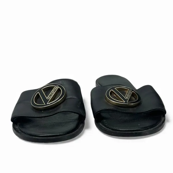 Valentino 7 Bugola Slide Sandal black logo hardware slip-on design Womens Flat - Image 3