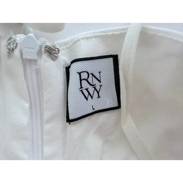 RUNAWAY THE LABEL Tanala Maxi Dress White Large Wedding Guest Pockets Beach - Image 5
