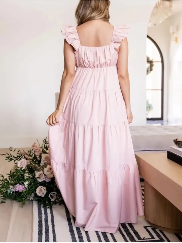 Vici Tru Tiered Ruffle Maxi Dress Flowy Light Pink Peach Size XS Feminine - Image 2