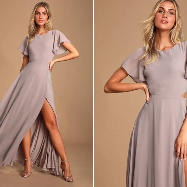 LULUS Elegant Wedding Bridesmaid Romantic Flowy Chic Flutter Sleeve Maxi Dress - Image 2
