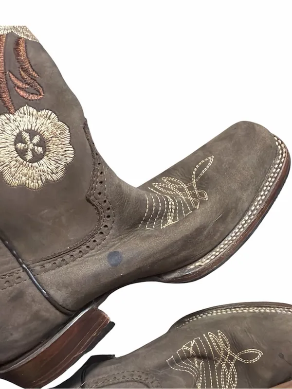 Tronco Viejo Brown Embroidered Floral Square Toe Cowgirl Cowboy Boots Size 7 - Image 10