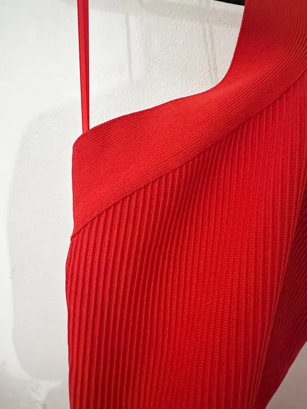 Red Ribbed Dress - Image 3