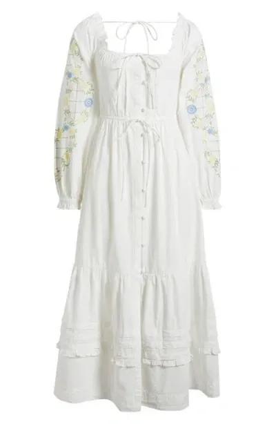 Revolve Anthropologie Damson Madder White Cotton Junia Midi Dress in Embroidered - Image 12