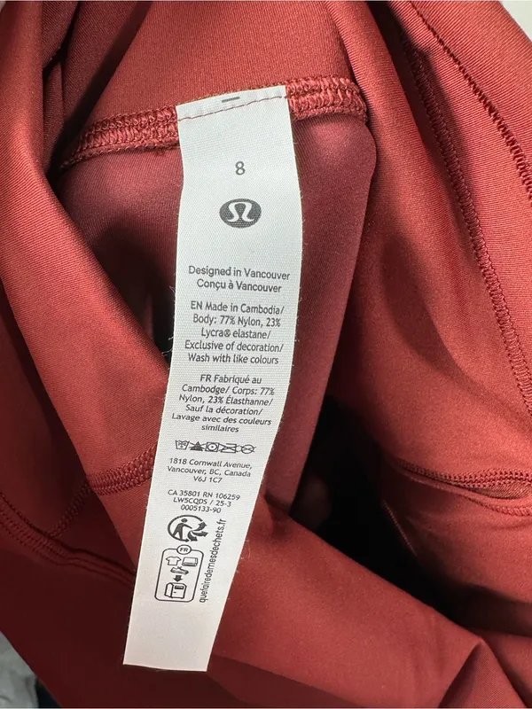 Lululemon Wunder Train High-Rise Tight 25” Mulled Wine Everlux Leggings Size‎ 8 - Image 10