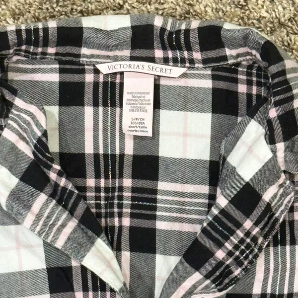Victorias Secret Plaid Pajama Set Button Down Top Pants Womens Size‎ S - Image 3