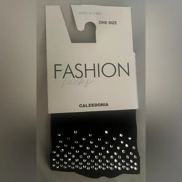 NWT Calzedonia Black Rhinestone Diamanté Ankle Socks One Size - Image 4