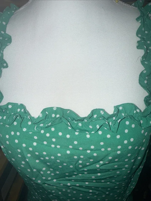 Sugarlips Emerald Green Polka Dot Ruffle Strap Midi Dress - Image 5