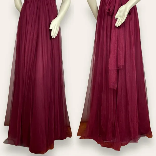 Jenny Yoo‎ Formal Dress Prom Tulle Bridesmaid Size 4 Wine Hollywood Gown Classic - Image 7