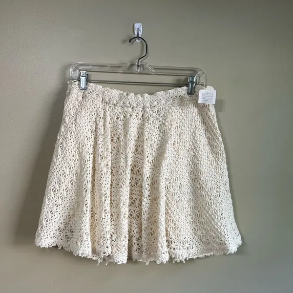 NWT free people‎ beach circle town ivory crochet skirt L - Image 3