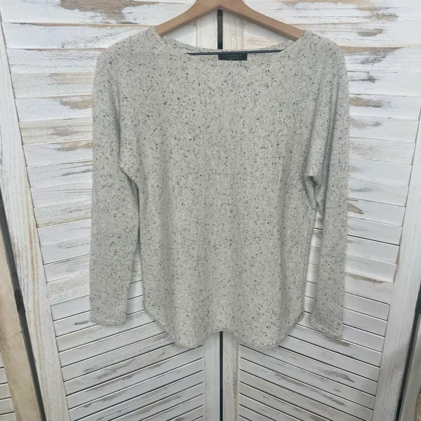 CHARTER CLUB LUXURY CASHMERE Womens M 100% Cashmere Sweater Beige Speckled Black - Image 2