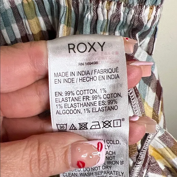 Roxy Colorful Checkered Midi‎ Dress medium 99% Cotton - Image 8