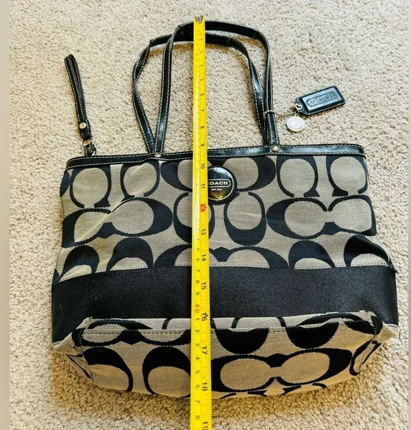 Classic COACH Logo vintage CANVAS & LEATHER TOTE BAG PURSE - Image 8