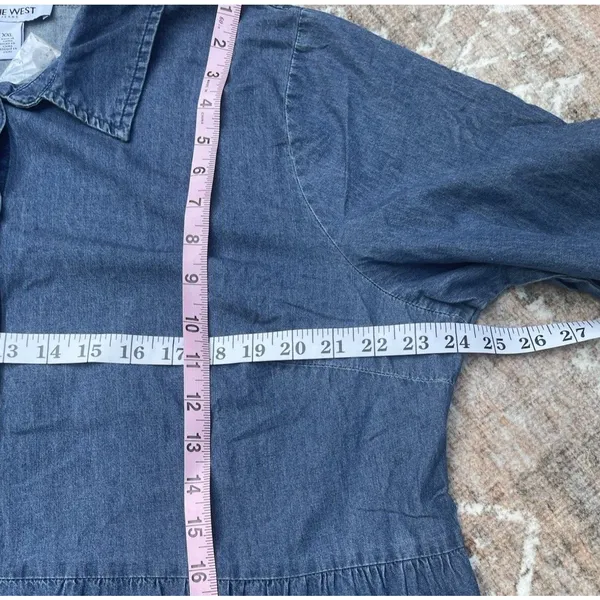 Nine West Brentwood Denim Shirt Dress XXL NWT Cotton Pockets Casual Chambray - Image 12