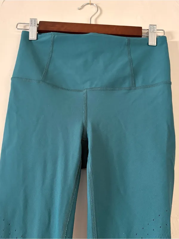 Lululemon Zoned In Tight 27" Compression Running Leggings Teal Size 6 Reflective - Image 5