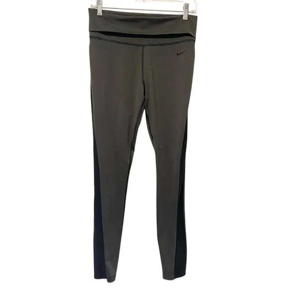 Nike Olive Green & Black Dri Fit Full Length Leggings - Image 2