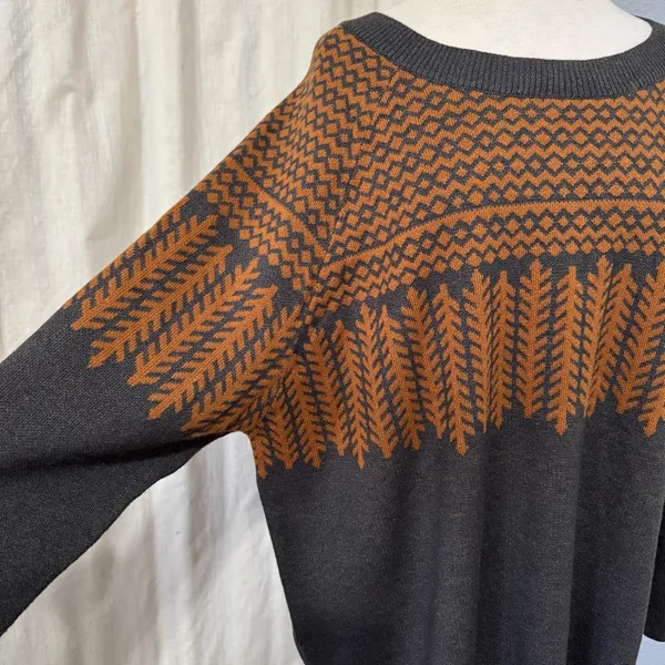 BloomChic Gray Patterned Crewneck Pullover Relaxed Fit‎ Women Sweater Size 18-20 - Image 3