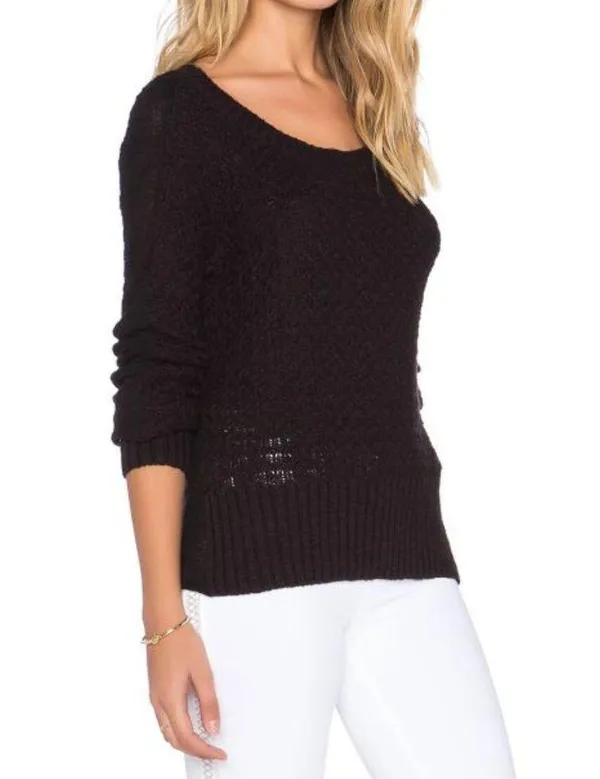 Bow Back Pullover Knit Sweater Open Cut-Out Cropped Back Backless S - Image 5