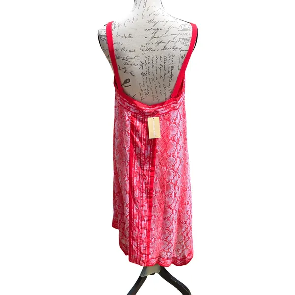 Michael Kors NWT Sea Coral Snake Print Handkerchief Midi Dress Pink Red Size M‎ - Image 6